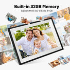 Linkdaze 10.1 Inch Digital Picture Frame with 1280*800 HD IPS Touch Screen, Smart Digital Photo Frame Built-in 32GB Memory, Auto-Rotate Easy Setup to Share Photos or Videos via AiMOR APP