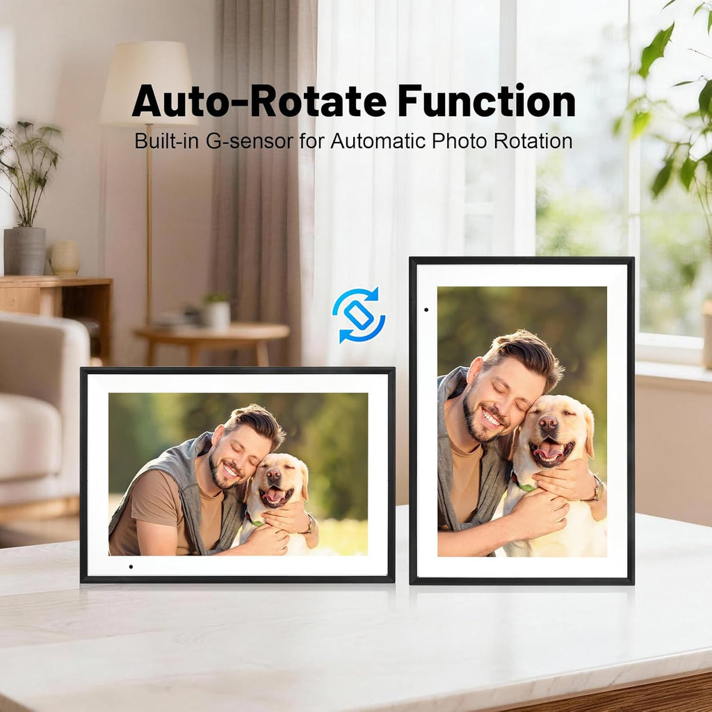 Linkdaze 10.1 Inch Digital Picture Frame with 1280*800 HD IPS Touch Screen, Smart Digital Photo Frame Built-in 32GB Memory, Auto-Rotate Easy Setup to Share Photos or Videos via AiMOR APP